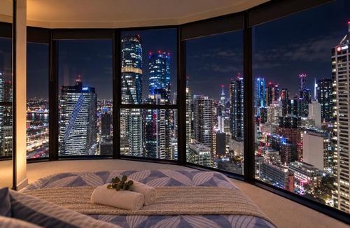 Melbourne Central Business District Apartment | 49F Sky-Rise 2BR 2BTH, Panoramic City Views with Golf, Billiards, Karaoke, Pool, Spa, Gym, BBQ, Theatre