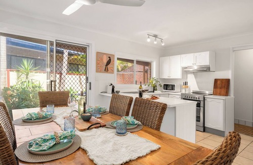 Emerald Beach House | Beach Cockatoo, Sleeps 4, start your day with a surf or walk on the beach