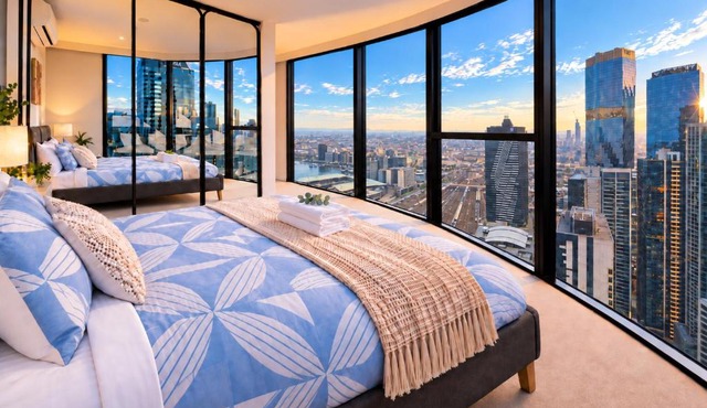 49F Sky-Rise 2BR 2BTH, Panoramic City Views with Golf, Billiards, Karaoke, Pool, Spa, Gym, BBQ, Theatre in Melbourne