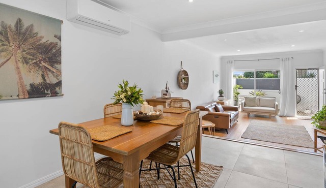 Modern 2BR townhouse with outdoor entertaining, private garden shower, flexible living spaces in Evans Head