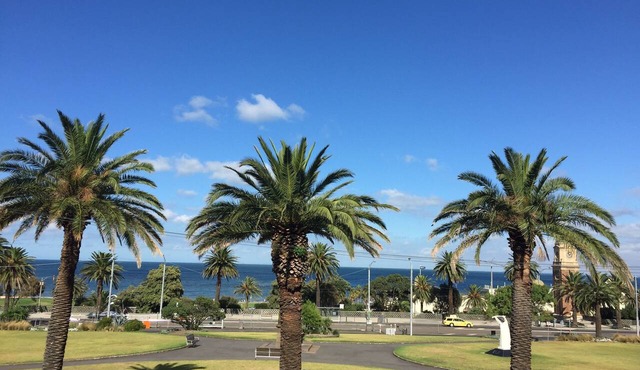 Ocean Views Studio Apartment with Secure Parking, walk to shops and the beach. in St Kilda