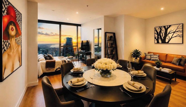 Panoramic Bay Views & Pool Access in West Side in Melbourne