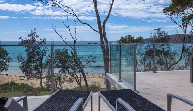 Unbeatable ocean views from beautiful private apartment on Denhams Beach.